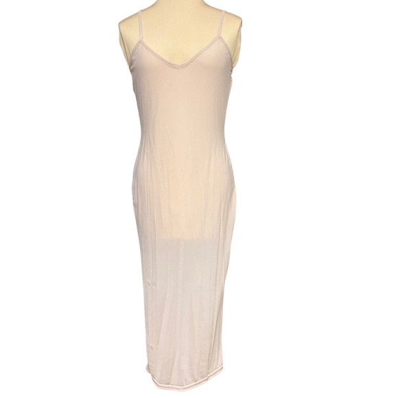 slip mesh vintage beige stretch S vintage sheer spaghetti straps V neck - Picture 1 of 10